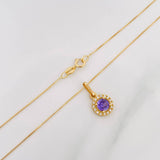 Set Cadena Veneciana + Dije Halo Circulo / 2.15 g / 17 3/4 in Oro Amarillo 18K
