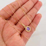 Set Cadena Veneciana + Dije Halo Circulo / 2.15 g / 17 3/4 in Oro Amarillo 18K