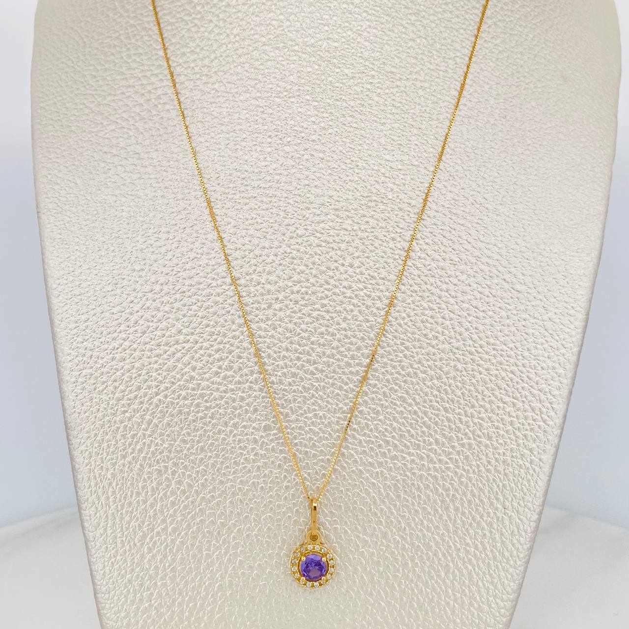 Set Cadena Veneciana + Dije Halo Circulo / 2.15 g / 17 3/4 in Oro Amarillo 18K
