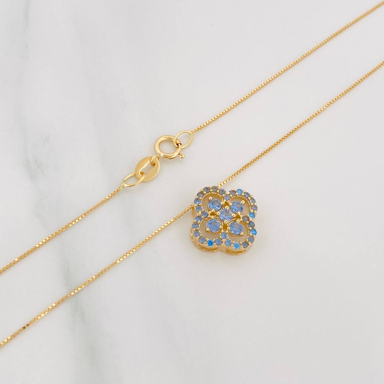Set Cadena Veneciana + Dije Trebol / 2.25 g / 17 3/4 in Oro Amarillo 18K