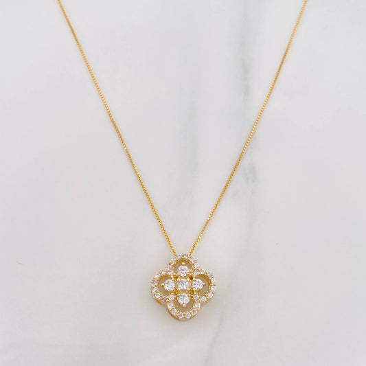 Set Cadena Veneciana + Dije Trebol / 2.55 g / 17 1/2 in Oro Amarillo 18K