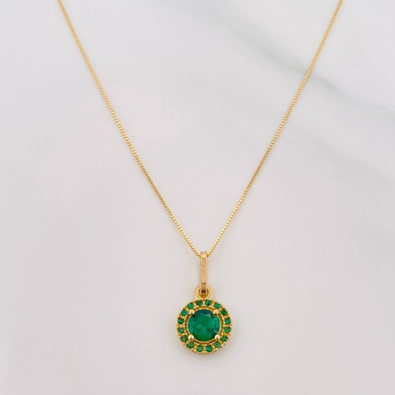 Set Cadena Veneciana + Dije Halo Circulo / 2.1 g / 17 3/4 in Oro Amarillo 18K