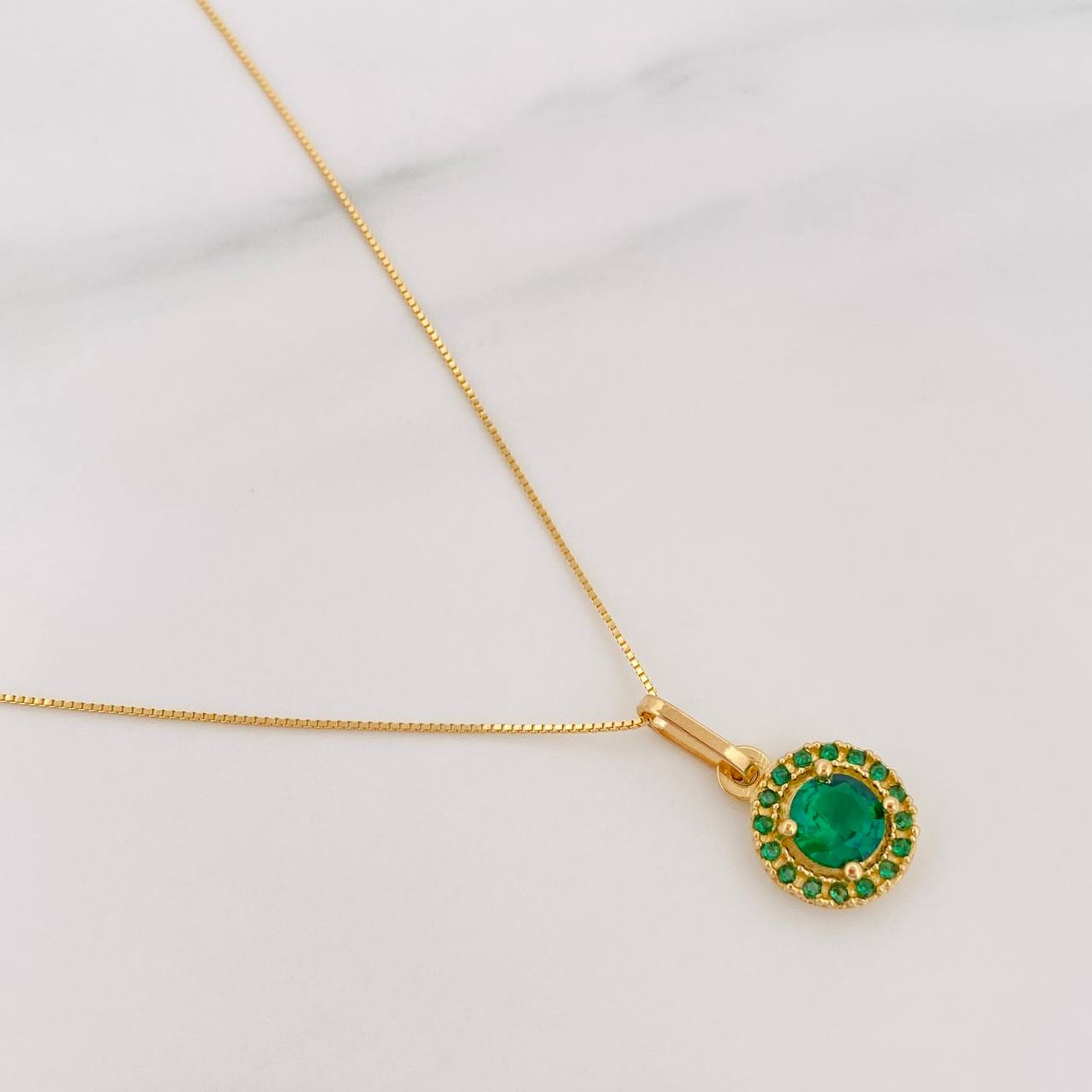 Set Cadena Veneciana + Dije Halo Circulo / 2.1 g / 17 3/4 in Oro Amarillo 18K