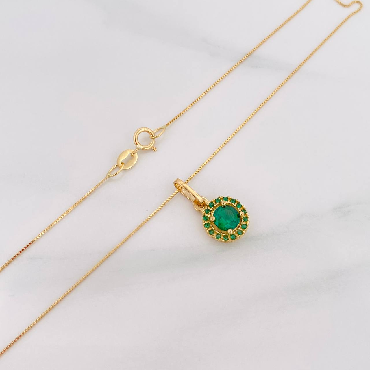Set Cadena Veneciana + Dije Halo Circulo / 2.1 g / 17 3/4 in Oro Amarillo 18K