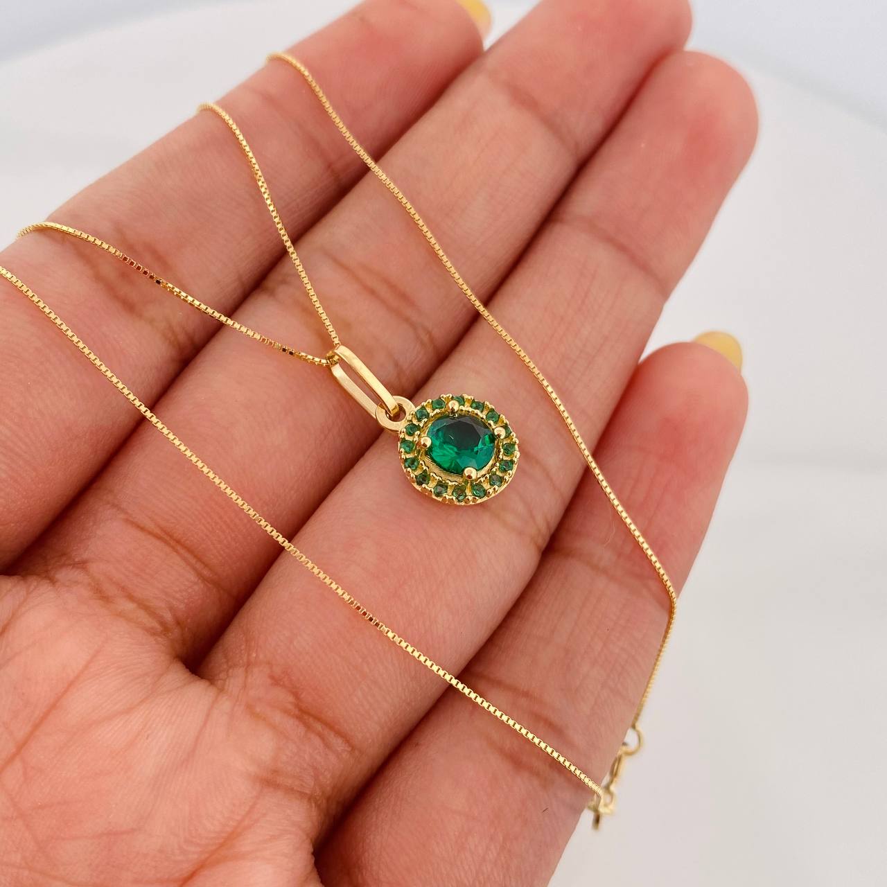 Set Cadena Veneciana + Dije Halo Circulo / 2.1 g / 17 3/4 in Oro Amarillo 18K