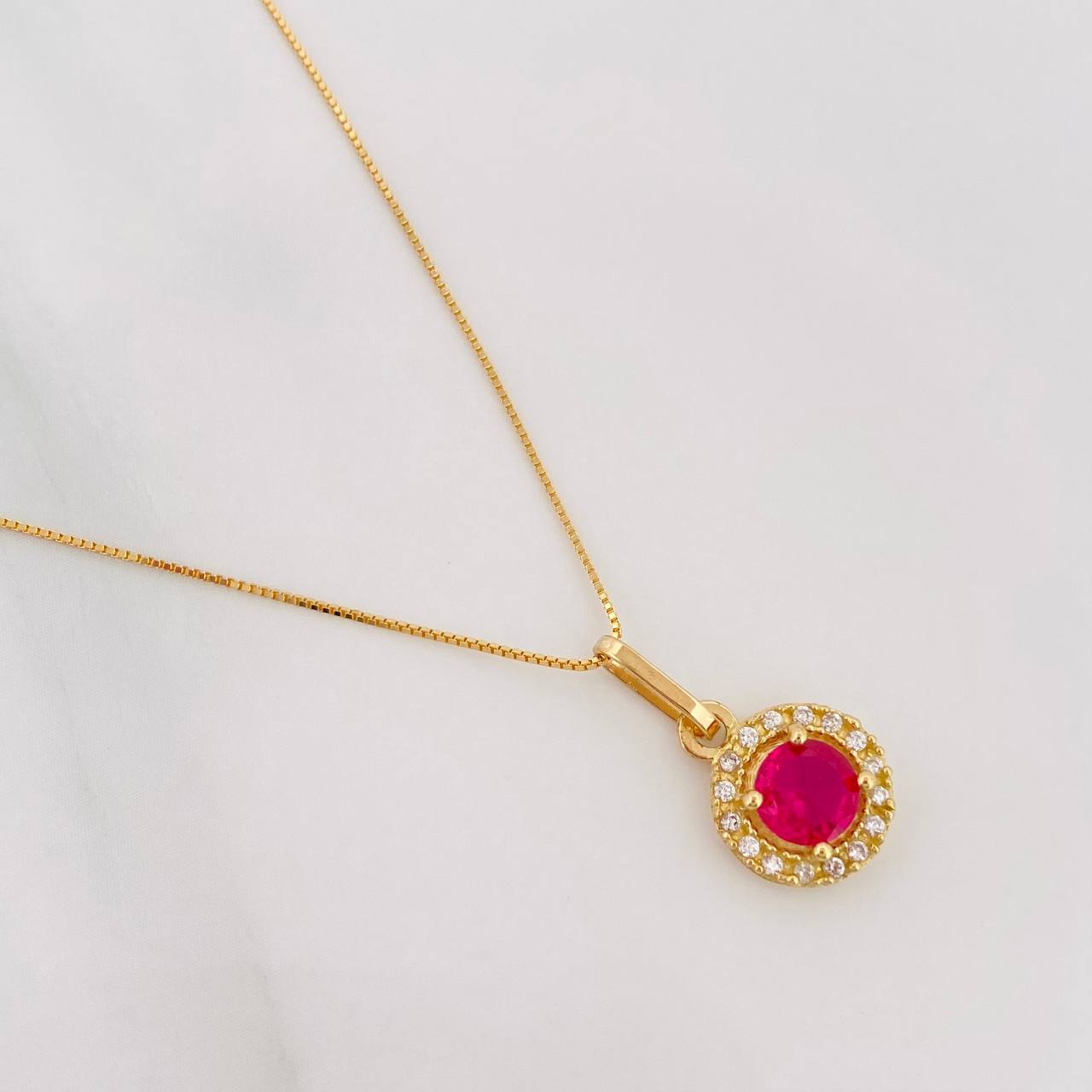 Set Cadena Veneciana + Dije Halo Circulo / 2.15 g / 17 3/4 in Oro Amarillo 18K