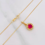 Set Cadena Veneciana + Dije Halo Circulo / 2.15 g / 17 3/4 in Oro Amarillo 18K