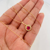 Set Cadena Veneciana + Dije Halo Circulo / 2.15 g / 17 3/4 in Oro Amarillo 18K
