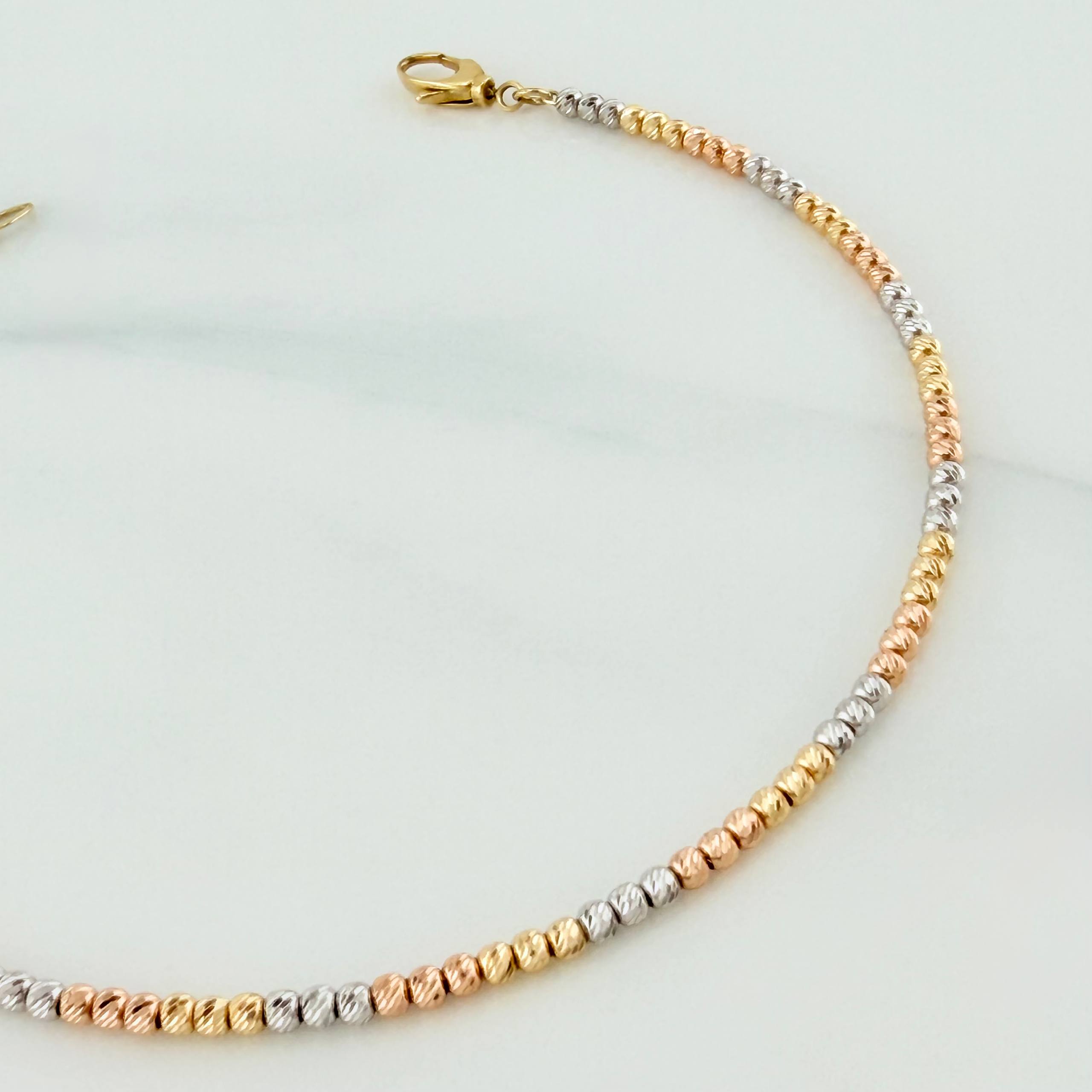 Military Adjustable Bracelet 3.75 g / 7 1/4 in - 7 3/4 in / 2 mm Three Golds 18K
