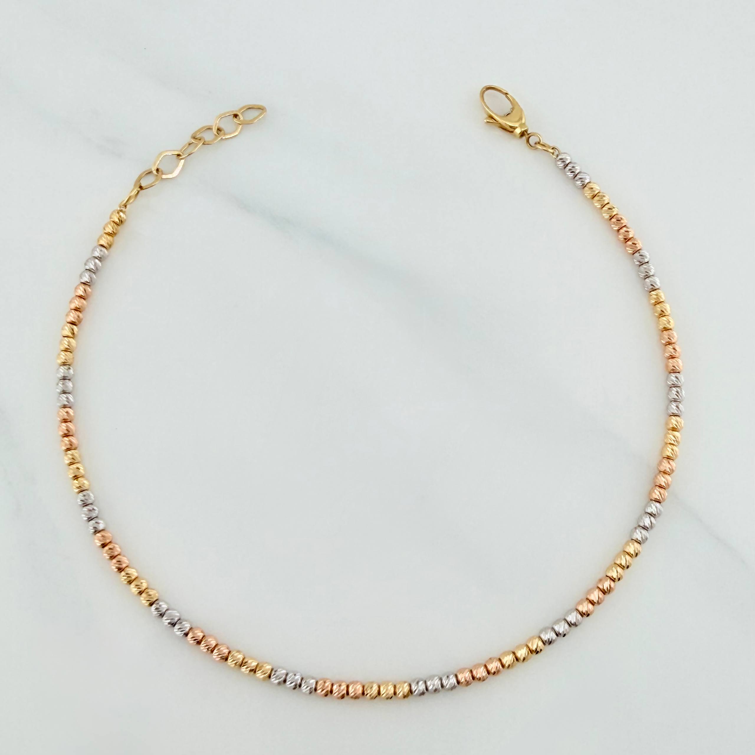 Military Adjustable Bracelet 3.75 g / 7 1/4 in - 7 3/4 in / 2 mm Three Golds 18K