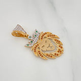 Pendant Lion 3.35 g / 1 1/4 in Two Yellow White Gold 18K