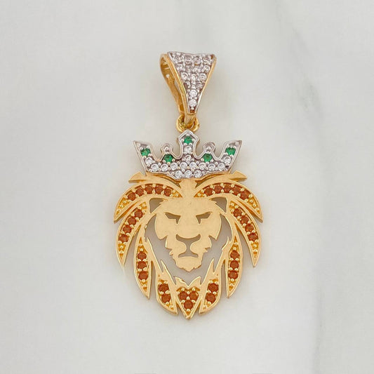 Dije León 3.35 g / 1 1/4 in Dos Oros Amarillo Blanco 18K