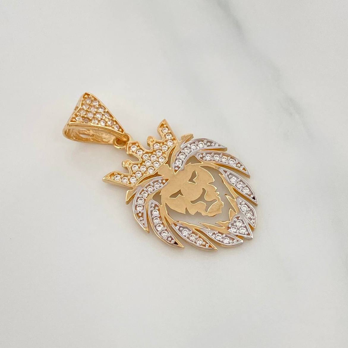 Pendant Lion 3.25 g / 1 1/4 in Two Yellow White Gold 18K