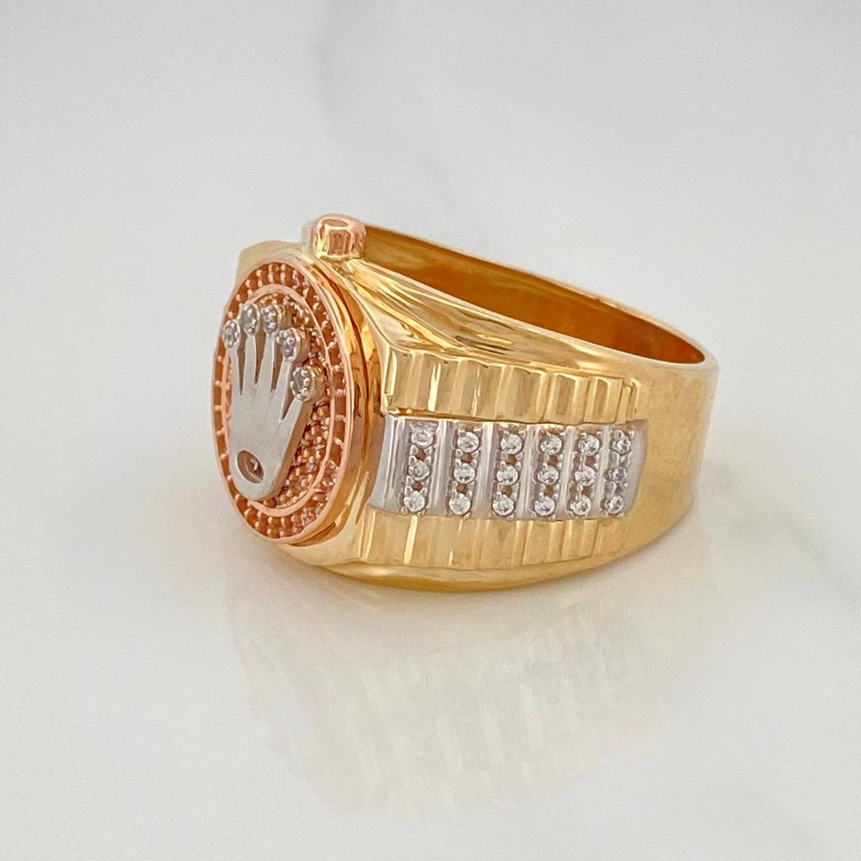 Anillo Correa Corona 10.9 g / T8 3/4 Tres Oros 18K