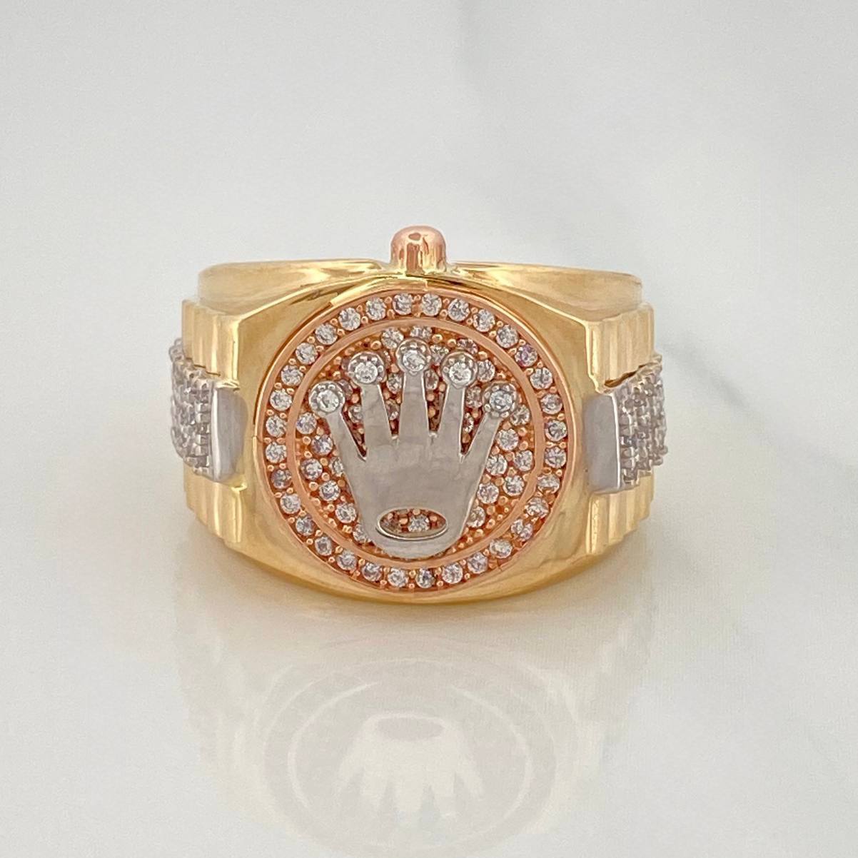 Anillo Correa Corona 10.9 g / T8 3/4 Tres Oros 18K
