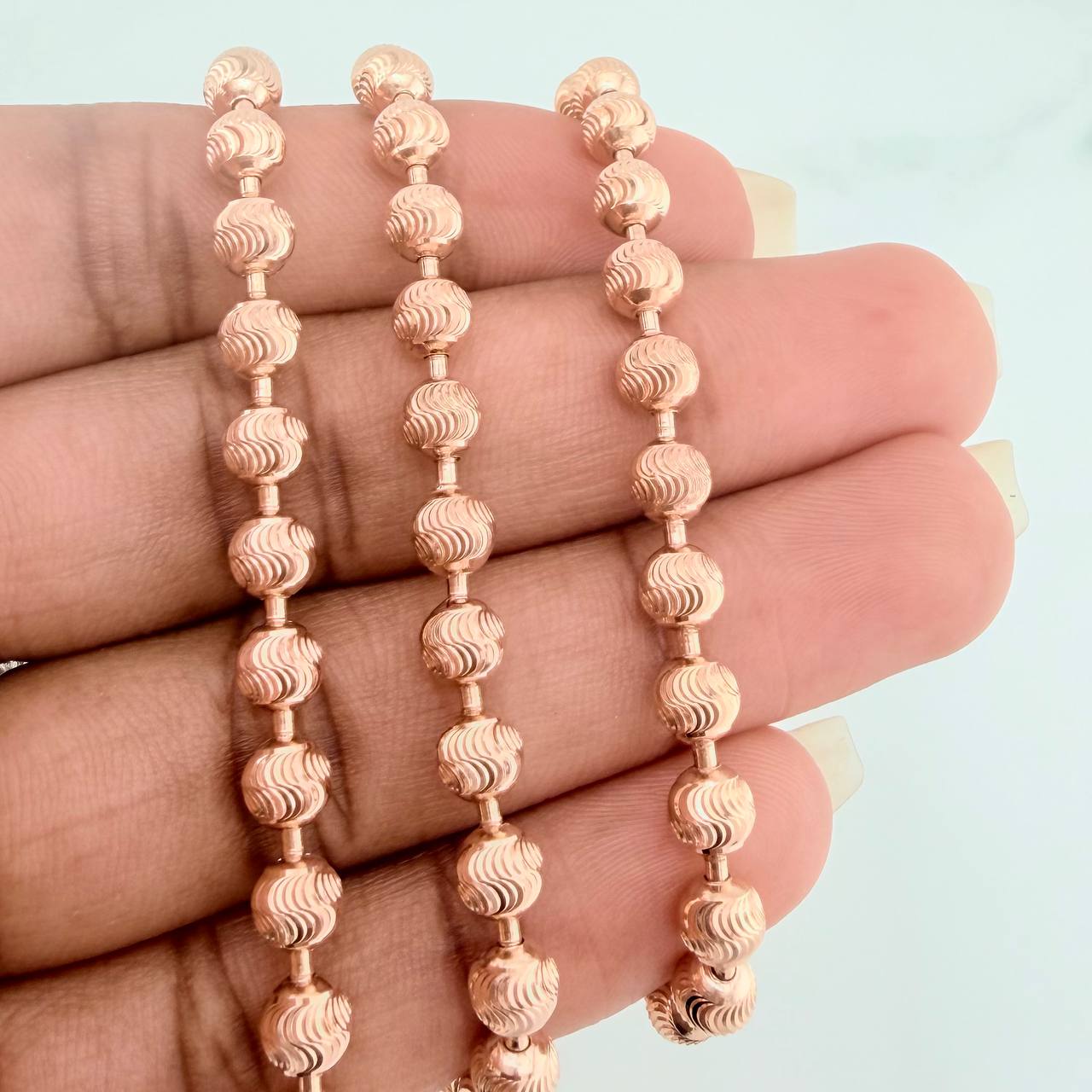 Cadena Militar Media Luna 25.6gr / 24 in / 5mm Oro Rosa Nac.Esp. 18K $