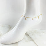 Wheat Anklet 3.15gr / 25.5cm (10.0in) / 1.4mm Pink Bear-Heart-Blue Bear-Heart 18K Yellow Gold