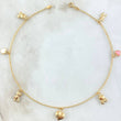 Tobillera Espiga 3.1gr / 25cm / 1.4mm Oso-Corazón Rosado-Oso-Corazon Blanco Oro Amarillo 18K