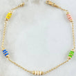 Bracelet Wheat Beads Emulators 2.4gr / 7.3in / 3mm Diamond Cut Rubber Colored 18K Gold
