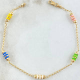 Bracelet Wheat Beads Emulators 2.4gr / 7.3in / 3mm Diamond Cut Rubber Colored 18K Gold