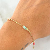 Pulso Espiga Bolas Emuladoras 2.5gr / 18cm / 3mm Diamantadas Cauchos Colores Oro Amarillo 18K