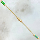 Pulso Espiga Bolas Emuladoras 2.45gr / 18cm / 3mm Diamantadas Cauchos Colores Oro Amarillo 18K