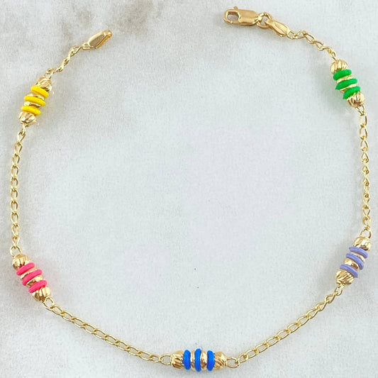 Pulso Espiga Bolas Emuladoras 2.5gr / 18cm / 3mm Diamantadas Cauchos Colores Oro Amarillo 18K