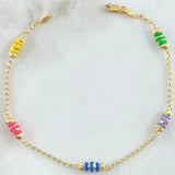 Pulso Espiga Bolas Emuladoras 2.5gr / 18cm / 3mm Diamantadas Cauchos Colores Oro Amarillo 18K