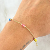 Pulso Espiga Bolas Emuladoras 2.5gr / 18cm / 3mm Diamantadas Cauchos Colores Oro Amarillo 18K