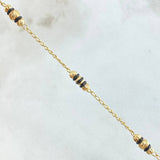 Pulso Espiga Bolas Emuladoras 2.55gr / 18.5cm / 3mm-4mm Diamantadas Cauchos Negros Oro Amarillo 18K