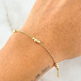 Military Spike Bracelet 2.4gr / 7.1in / 3mm-4mm Smooth Beads - Diamond-Cut 18K Yellow Gold