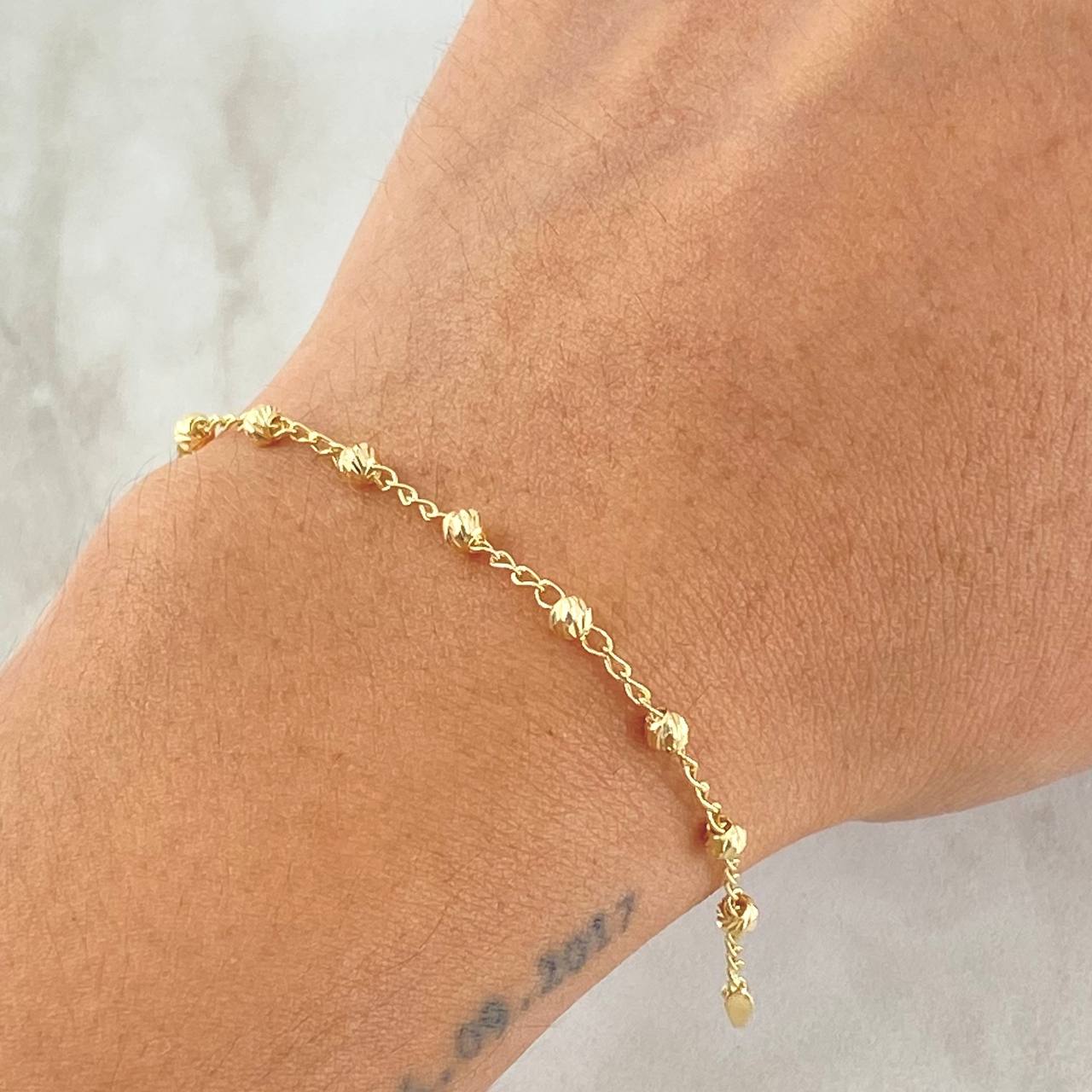 Bracelet Military Wheat 2.05gr / 7.3in / 3mm Diamond Cut 18K Gold *