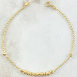 Pulso Espiga Militar 2.05gr / 18cm / 3mm Bolas Diamantadas Oro Amarillo 18K
