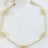 Pulso Espiga Militar 2.3gr / 18cm / 3mm-4mm Bolas Diamantadas Oro Amarillo 18K