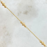 Pulso Espiga Militar 2.3gr / 18cm / 3mm-4mm Bolas Diamantadas Oro Amarillo 18K