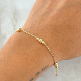 Pulso Espiga Militar 2.3gr / 18cm / 3mm-4mm Bolas Diamantadas Oro Amarillo 18K