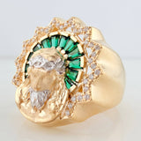 Anillo Rostro Cristo 11.3gr / T9 1/2 / Dos Oros Amarillo Blanco 18K %