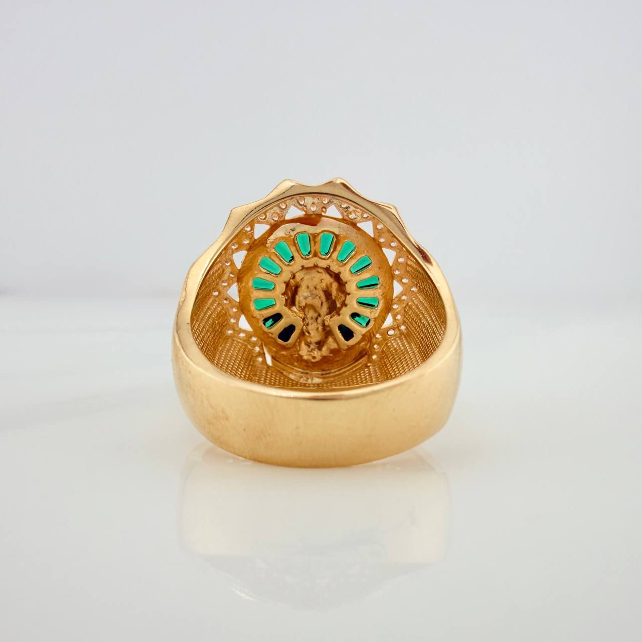 Anillo Rostro Cristo 11.3gr / T9 1/2 / Dos Oros Amarillo Blanco 18K %