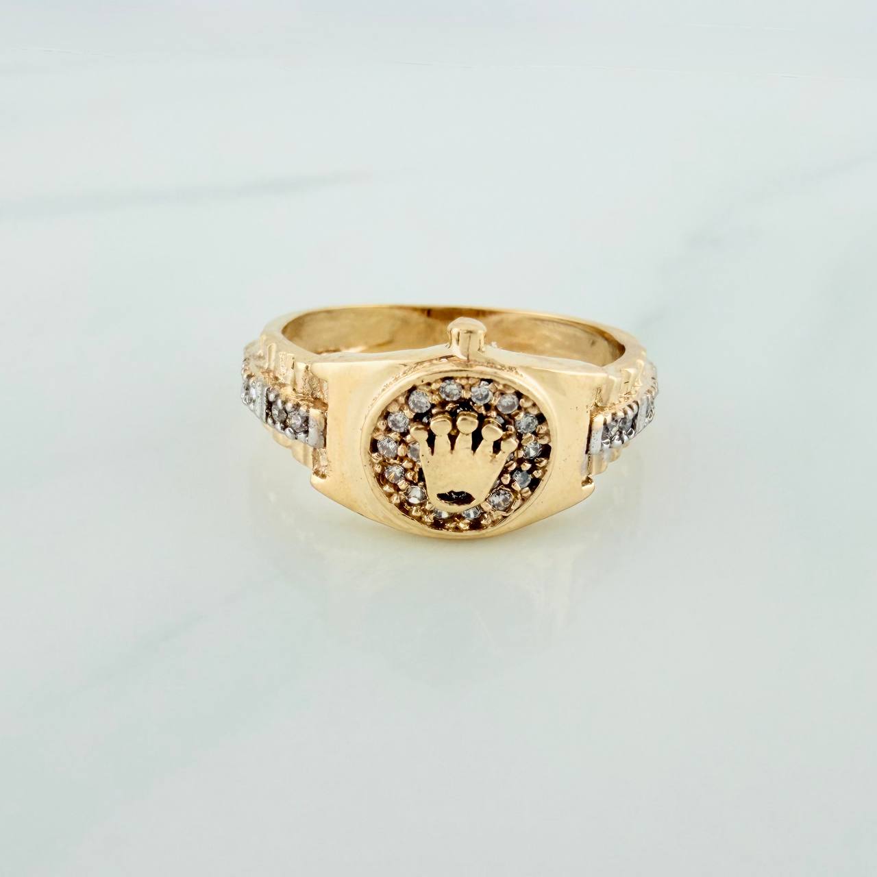 Anillo Corona 4gr / T6 1/4 / Dos Oros Amarillo Blanco 18K %