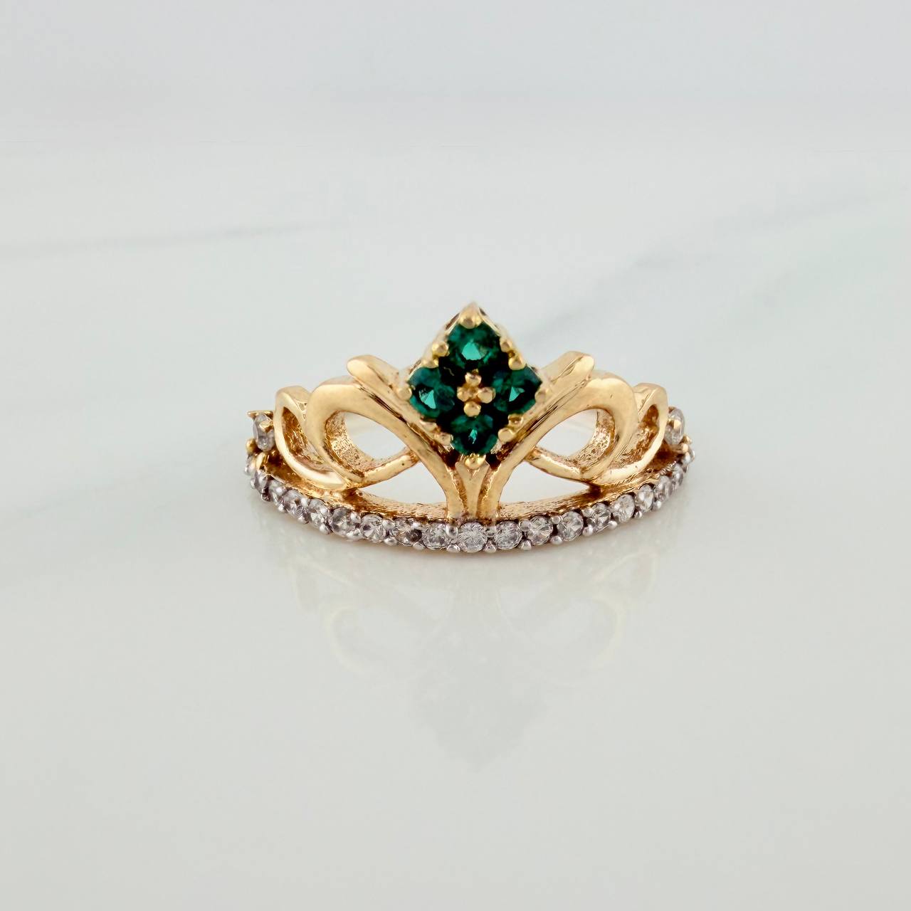Anillo Corona 3gr / T7 1/4 / Dos Oros Amarillo Blanco 18K %