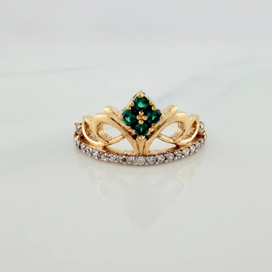 Crown Ring 3gr / T7 1/4 / Two Golds Yellow White 18K %