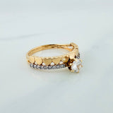 Anillo Churumbela Corazones 2.5gr / T6 / Dos Oros Amarillo Blanco18K %