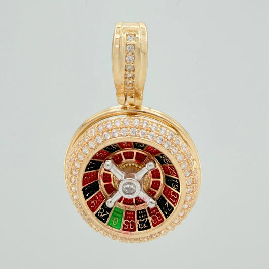 Dije Ruleta 6.6gr / 1 1/4 in / Dos Oros Amarillo Blanco 18K %