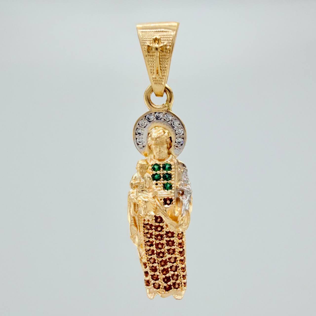 Dije San Judas Tadeo 2.85gr / 1 1/2 in / Dos Oros Amarillo Blanco 18K %