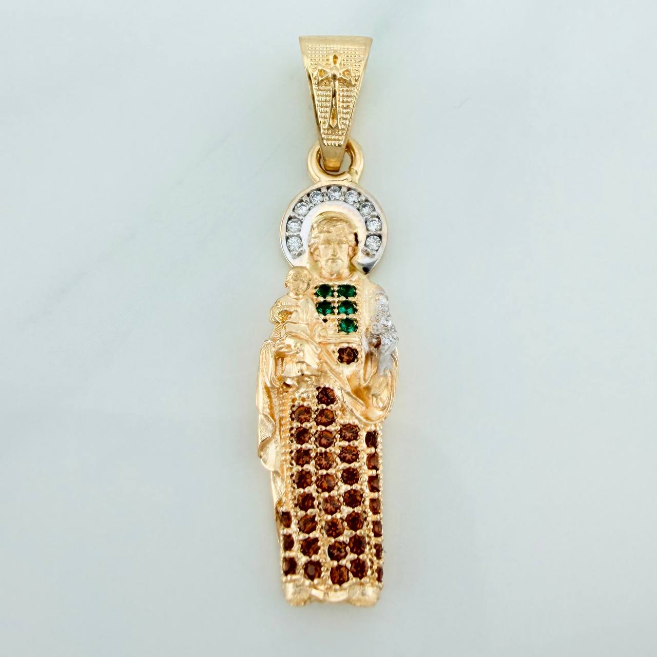 Dije San Judas Tadeo 2.85gr / 1 1/2 in / Dos Oros Amarillo Blanco 18K %