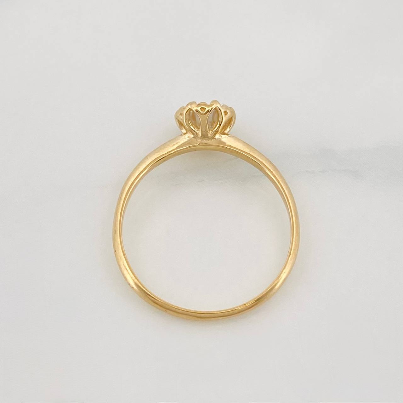 Circular Solitaire Moissanite Ring 0.50 Pts 1.65g / T7 1/4 Yellow Gold 18K
