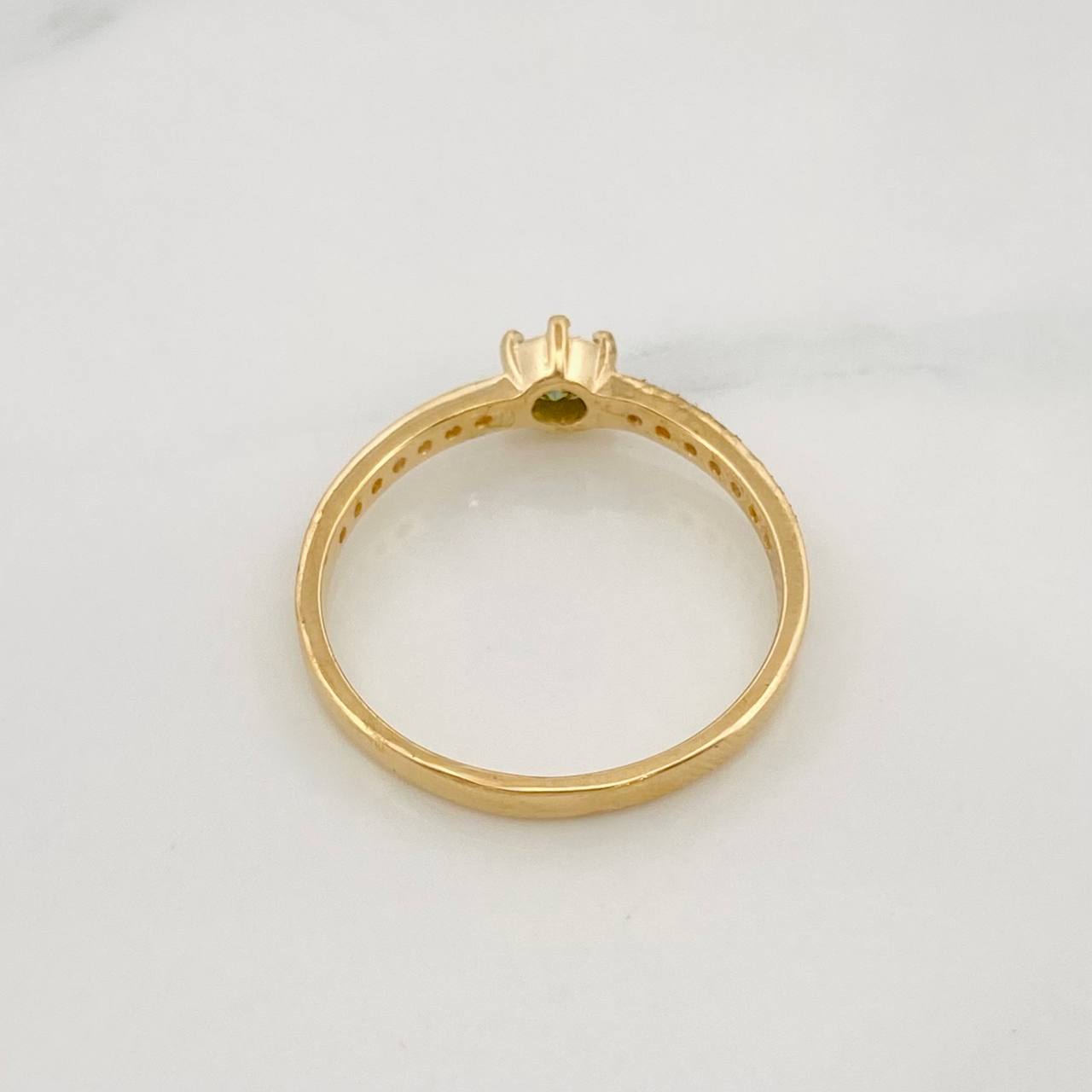 Solitaire Churumbela Ring Moissanites 0.34 pts 1.95g / T7 1/2 Yellow Gold 18K