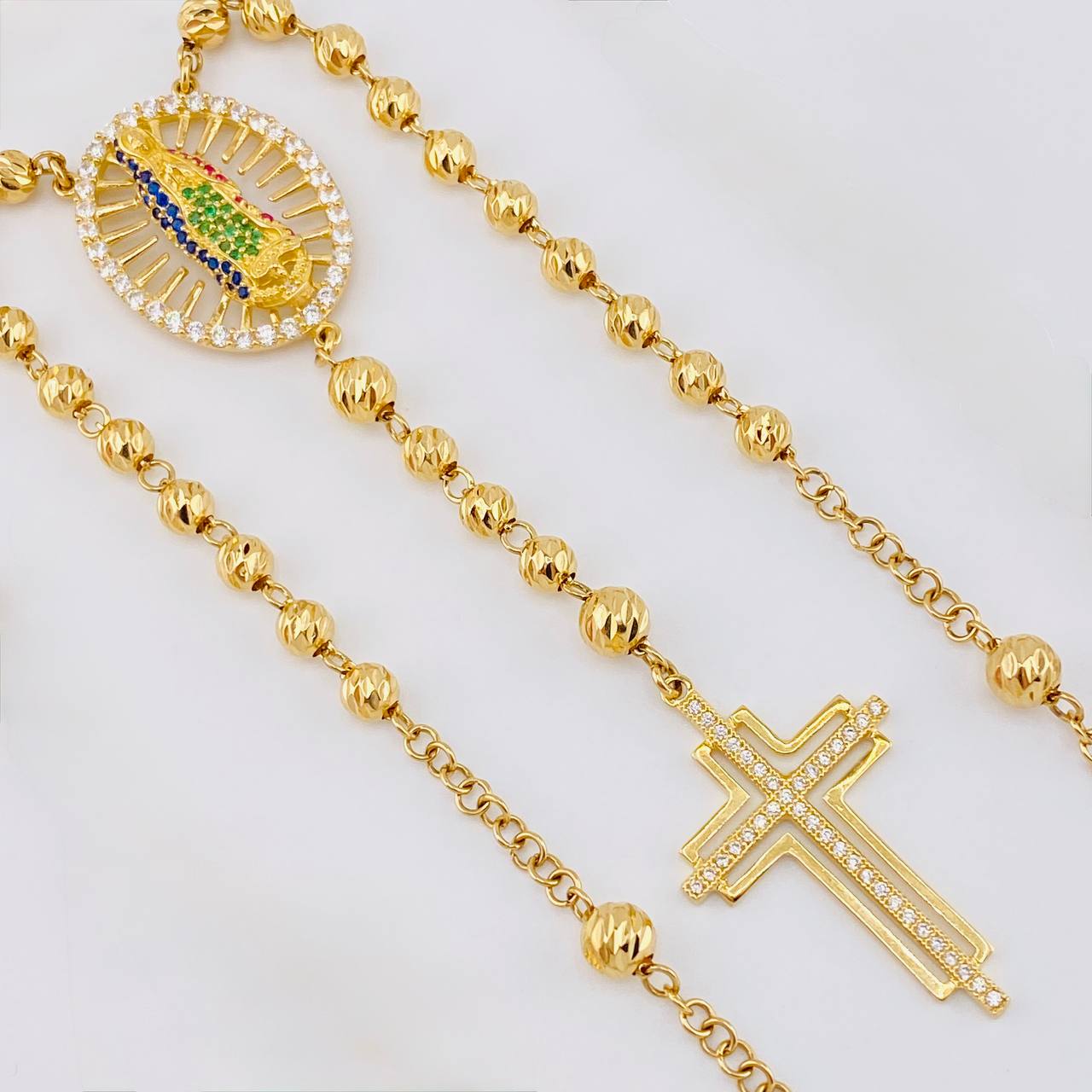 Rosary Virgin Guadalupe 27.65g / 24 in / 5mm Yellow Gold 18K