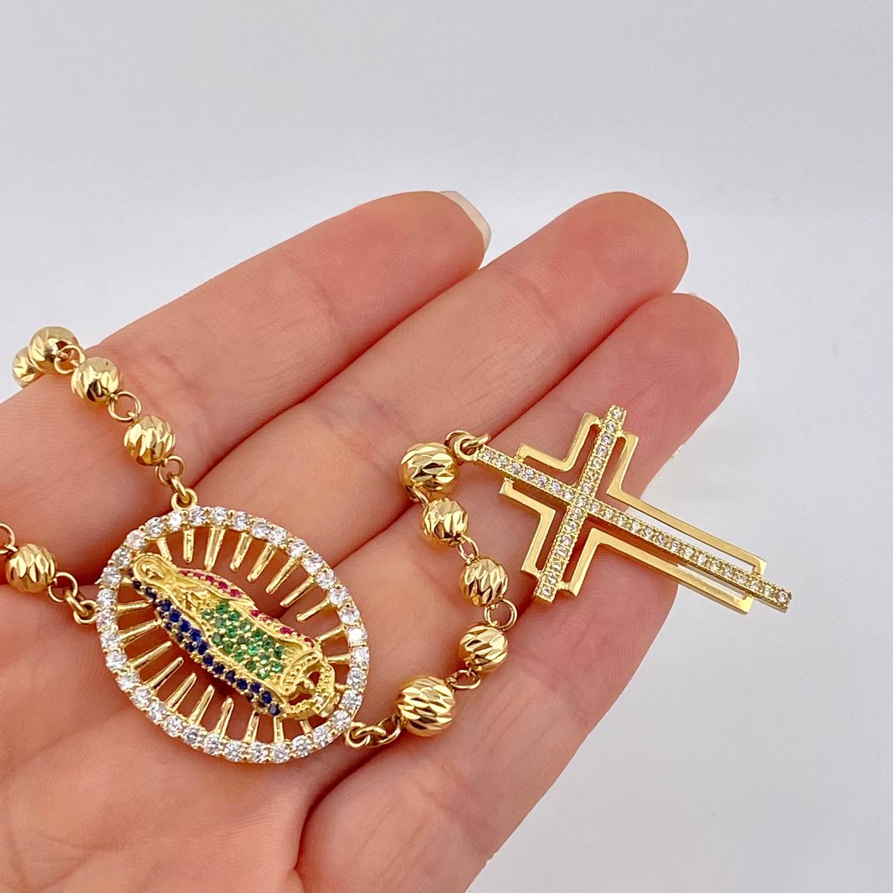 Rosary Virgin Guadalupe 27.65g / 24 in / 5mm Yellow Gold 18K