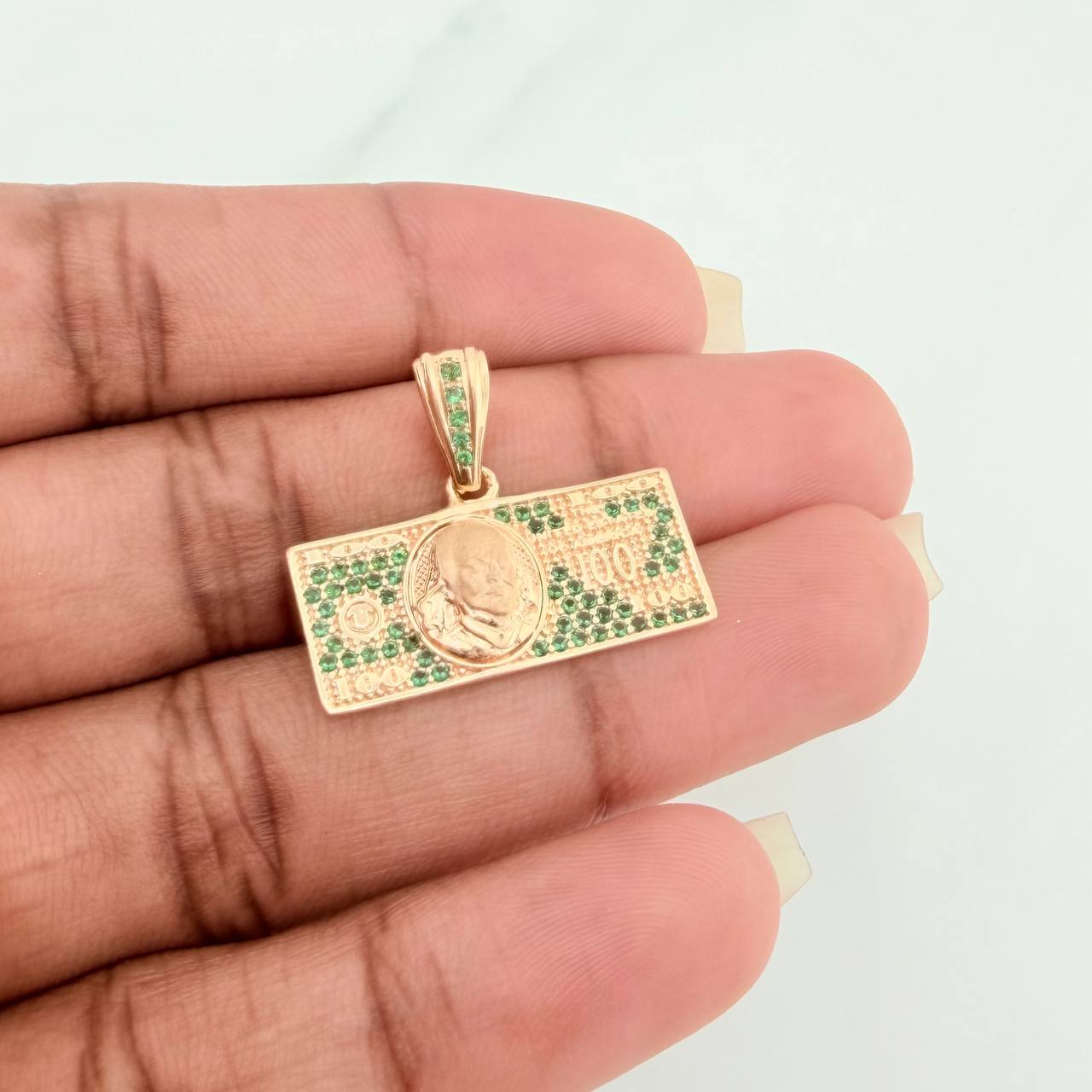 Dollar Bill Pendant 3.45gr / 1 in / Yellow Gold 18K %